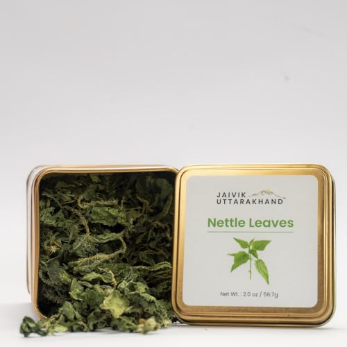 Image of Jaivik Uttarakhand - Nettle Leaf Tea (170.1 g), Dried Stinging Nettle Leaves, Helps Control Blood Sugar, Reduces Inflammation and Body Pain, Pack of 3 Tin Can