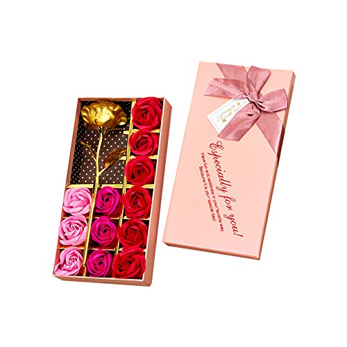 Ruiting Rose 24 K plaqué or, rose éternelle fleurs avec savon rose dans une boîte romantique cadeau pour fête, mariage, Saint Valentin, anniversaire (Rose) Cover