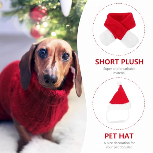 Disfraz navideño para perro Ipetboom, set de sombrero y bufanda miniatura 4