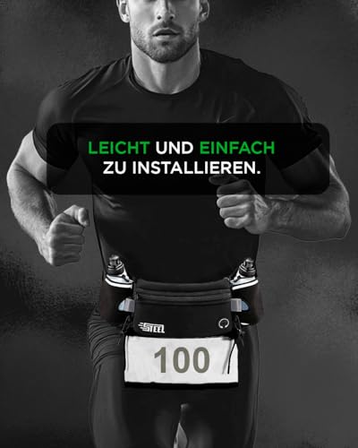 Laufgürtel, Hüfttasche, Sportgürtel mit weicher Flasche, wasserdicht, für Herren und Damen, für Smartphone, iPhone, Samsung Galaxy, bequem, Jogging, Fußball, Wandern (SCHWARZ (News))