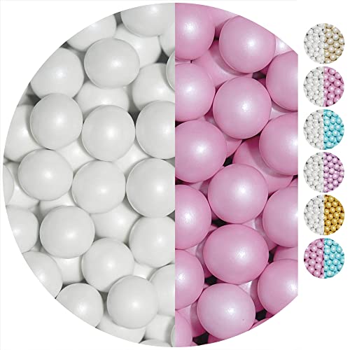 EinsSein 0,7kg Crispy chocolat Dragees perles mariage Mix grand blanc-rose perle -ca.1,8 cm perles- dragées baptême communion amandes feter et recevoir...