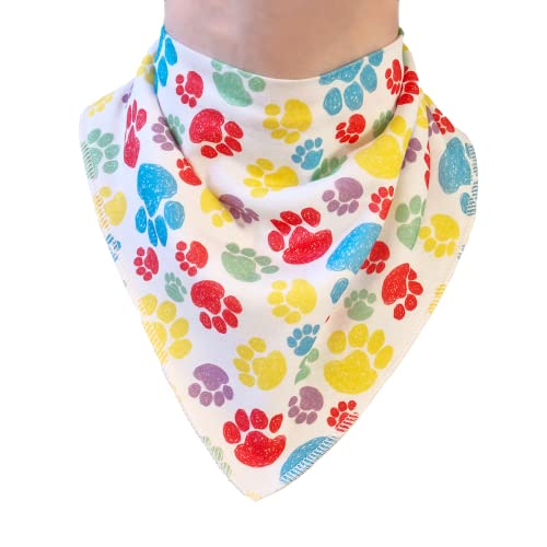 ABDL Bandana Pawz bavoir adulte rembourré blanc avec motif empreintes de pattes