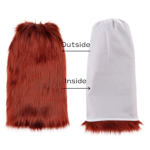 Image of Peecabe Winter Women Faux Fur Fluffy Leg Warmers Fuzzy Long Boot Covers Furry For Christmas