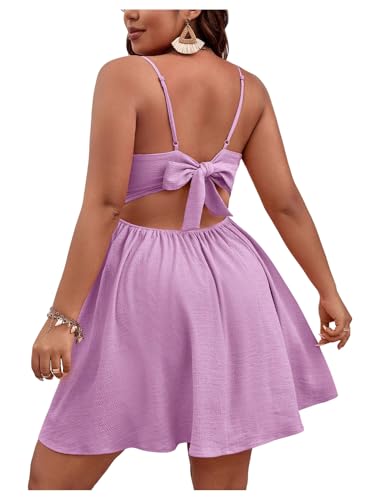 Image of Floerns Women's Plus Size Cut Out Twist Front Sleeveless Flare Hem Cami Dress
