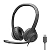 Logitech H391 Wired Headset for PC/Laptop, Stereo Headphones with Noise Canceling Microphone, USB-C, in-Line Controls, Works with Chromebook - Graphite