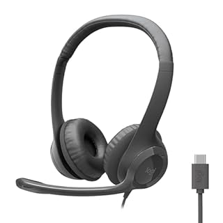 Logitech H391 Wired Headset for PC/Laptop, Stereo Headphones with Noise Canceling Microphone, USB-C, in-Line Controls, Works with Chromebook - Graphite