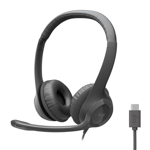 Logitech H391 Wired Headset PC/Laptop Stereo Headphones, USB-C, Graphite