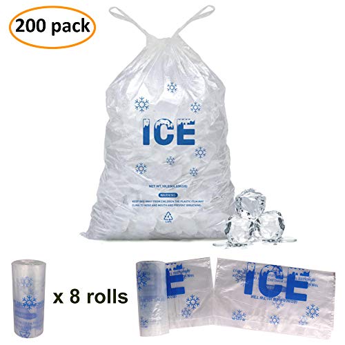 Image of 200 PACK 10 lb. Drawstring Ice Bags 12 x 21 Inch Heavy-Duty