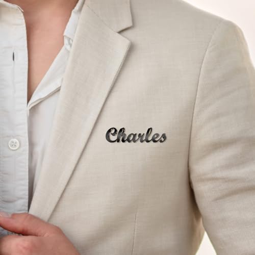 Image of Custom Lapel Pin for Women Men - Name Brooch Pin Personalized Stainless Steel for Wedding Business Party - Gold /Silver /Black Customized Jewelry Gifts