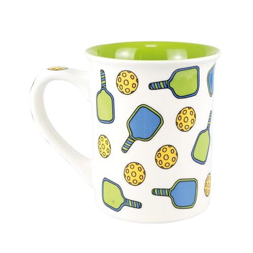 Enesco Our Name is Mud I\'m Not Retired Full Time Pickleball Player Coffee Mug, 16 Ounce, Multicolor
