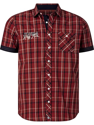 Jan Vanderstorm Herren Kurzarmhemd Emyls Rot XL - 43/44