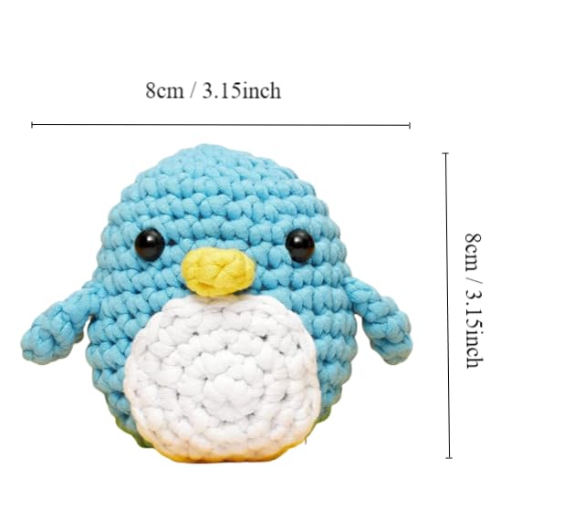 AMUYUKEJI Crochet finished, handmade crochet finished, suitable for backpacks, couples, parent-child pendant, can also be used as a stress-relieving toys(penguin)