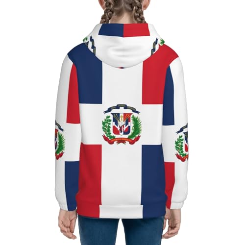 Dominican Republic Print Girls Athletic Zip Up Hoodies,Sweatshirts with Pockets Long Sleeve Hooded Jackets, for 7-18 Y4