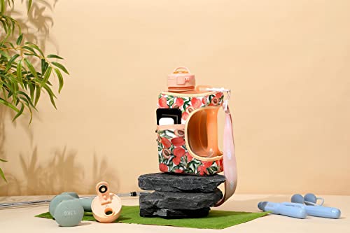 H2O Capsule Cube - 2.2L Half Gallon Water Bottle With Storage Sleeve, Covered Straw And Chug Lid – Bpa Free Reusable Sports Jug With Handle, 2.2 Liter (74 Ounce), Lovely Peach #TOP6