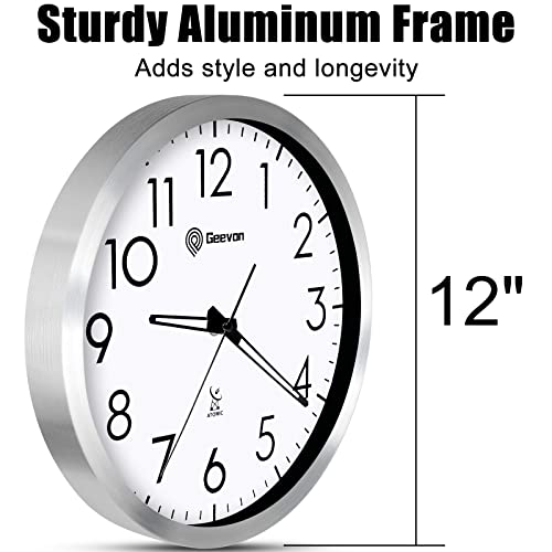 Geevon Atomic Wall Clock, 12" Analog Digital Wall Clocks Battery Operated For Living Room/Kitchen/Bedroom/Office/School–Sets Automatically #TOP2