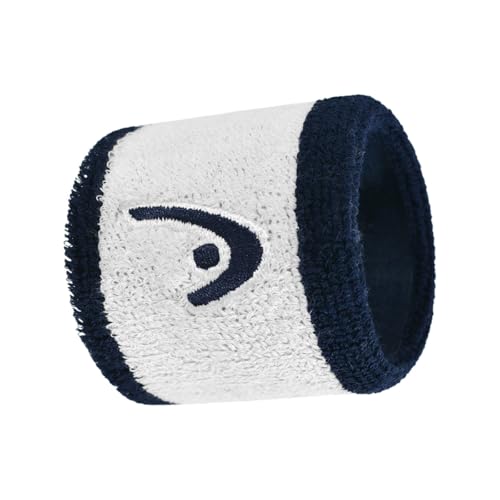 Image of HEAD Striper Wristband | Color: Navy Blue /White | Size: 2.5 inch | Material: Cotton | for Men & Women | Moisture-Wicking Properties | Dry and Comfortable | Secure and Snug fit