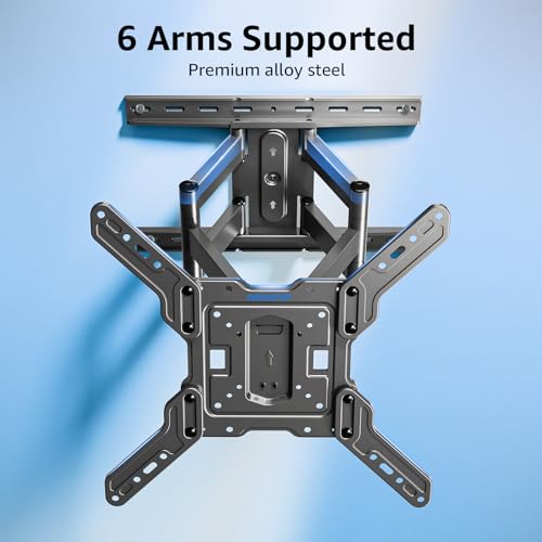 Image of MOUNTUP Ultra Slim Full Motion TV Wall Mount, 1.3 inch Thin Low Profile TV Bracket for 26-60 inch LED OLED QLED TVs,Smooth Swivel Tilt Extension,Max Vesa 400x400mm,Up to 88lbs,Fits Single 12 inch 16 inch Studs,MU0062