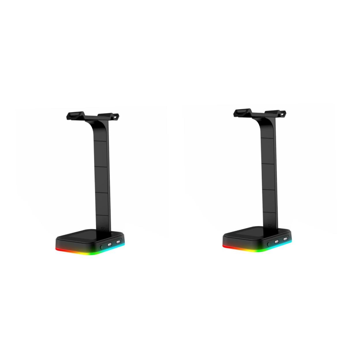 2 Pièces Support Casque Gaming RGB avec Station de Charge USB Présentoir pour Casque Audio Over-Ear Antidérapant et Éclairage Breathing Accessoire Bureau Noir
