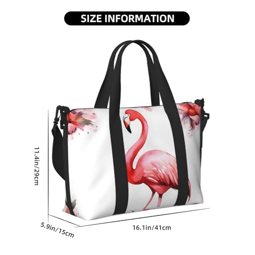 Travel Duffel Bag for Women, Large Shoulder Weekender Overnight Bag, Sport Gym Bag for Men, Carry On Tote Bags, Flamingo Luggage Bag for Travel Essentials3