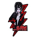 Kreepsville Bügelbild, Motiv: Elvira Red Bolt, Sublimierter Aufnäher, Größe ca. 11 cm hoch. Offizielles Elvira Mistress of the Dark Produkt von Kreepsville.