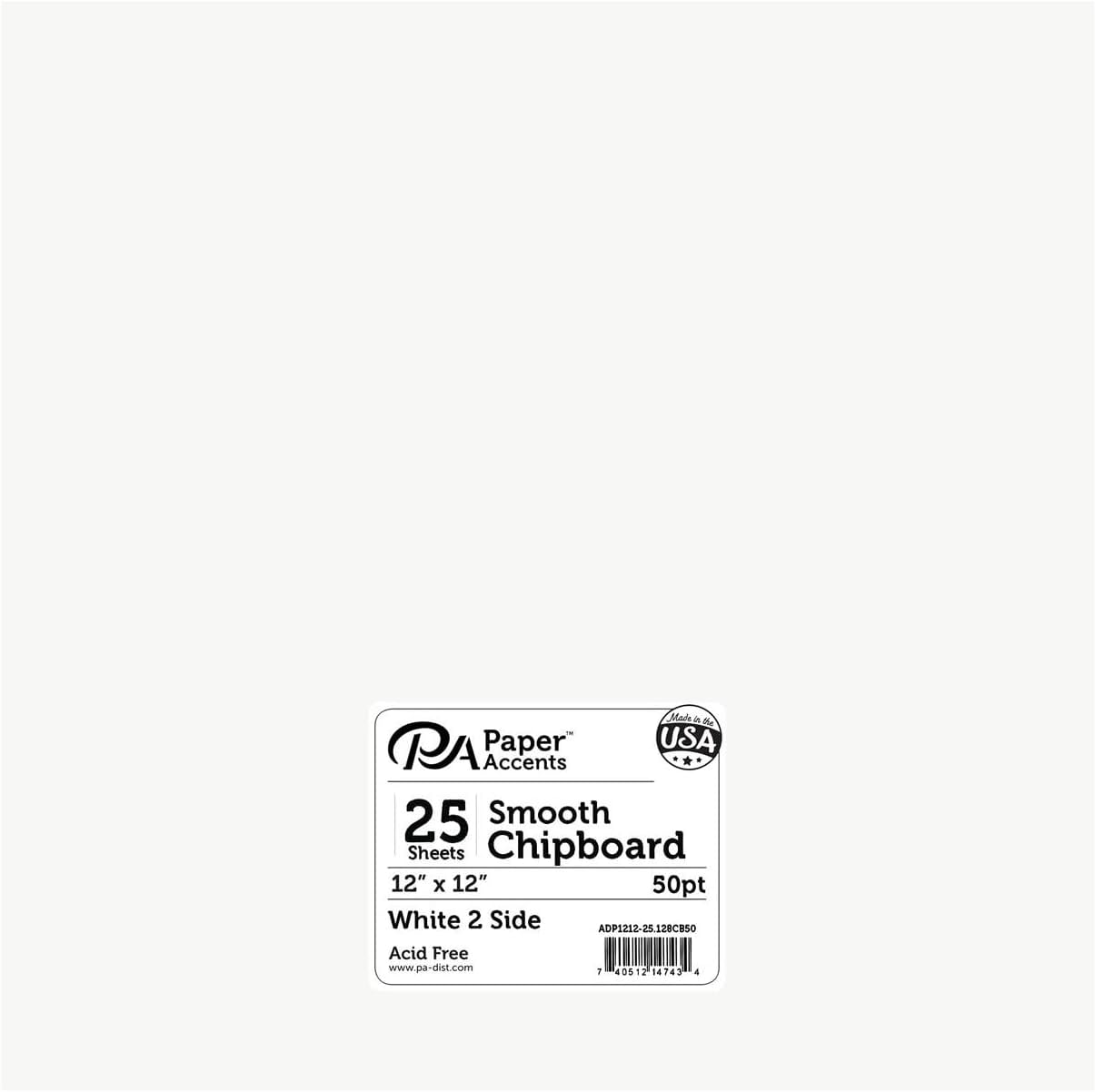 Accent Design Paper Accents 12x12 Extra Thick Chipboard Sheets - 25pcPk White 1 Side - 50pt Thick, Recycled - Natural Kraft Chipboard for Scrapbooking, Cards, Albums & Crafts