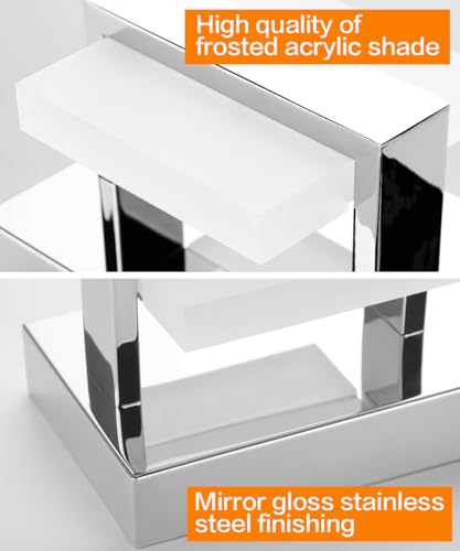 Image of SOLFART Modern LED Vanity Lights Chrome, Dimmable Bathroom Light Fixtures Over Mirror, 24W 1920 Lumens Minimalist High-End Wall Lights for Bathroom