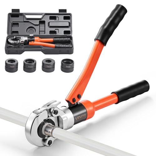 VEVOR Presszange Hydraulik, Crimpzange für PEX- & Aluminium-Kunststoff-Rohre mit TH16-, TH20-, TH26- & TH32-Backen sowie Tragekoffer, Presswerkzeug-Set für Sanitärreparaturen & -installationen