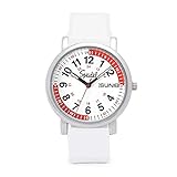 Speidel Scrub Watch™ Pulsometer 30 V2 Pulse Shade Quadrants Medical Professionals Students Men Women Unisex Easy Read Dial Military Time Second Hand Silicone Band Water Resistant-White