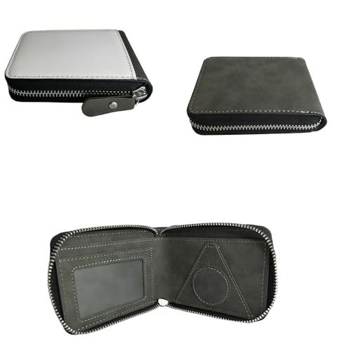 Sublimation Wallet Blank Leather Men's Women's Zipper Card Holder Organizer Bag Coin Purse DIY Crafts (Gray)2