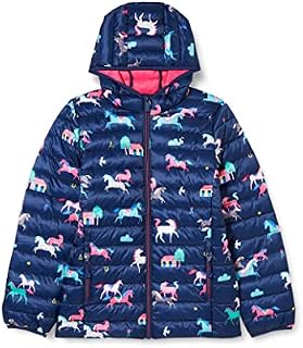 Joules Girl's Pinted Kinnaird Navy Horses Jacket, Navy Horses, 7 yrs