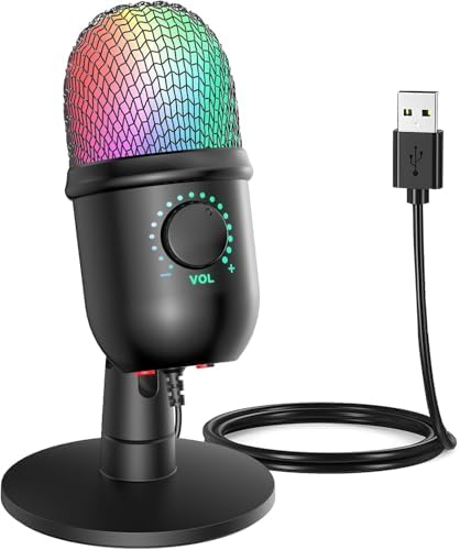 Microfone Condensador com Mudo Rápido, com Controle RGB Captação ...