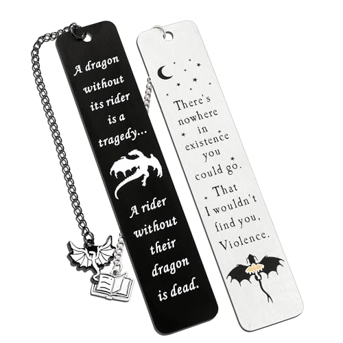 Dragon Metal Bookmarks Set Fourth Wing Stainless Steel Bookmark with Charm Book Mark for Reading Women and Men Book Accessories for Book Lover(Style 3)