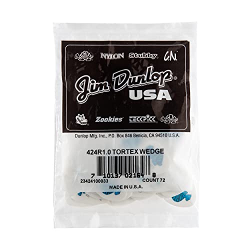 Dunlop 424R1.0 Tortex® Wedge, White/Blue, 1.0mm, 72/Bag - Image 4