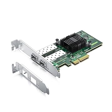 10Gtek NIC Gigabit - Adaptador de rede convergente para servidor Ethernet Intel I350AM2 Chip I350-F2, PCI Express 2.1 x4, portas SFP duplas, compare com Intel I350-F2