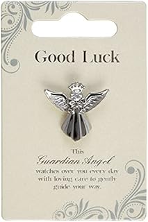 Guardian Angel Brooch for Good Luck, Angel Badge with Rhinestone for Men and Women, Gift with Inspirational Message, Lapel Pins-Silver-One Size-Unisex