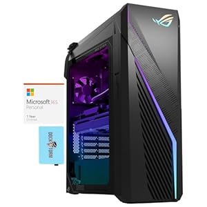 ASUS ROG Strix G16CH Gaming Desktop PC (Intel i7-13700F 16-Core, 32GB RAM, 2x1TB PCIe SSD (2TB), GeForce RTX 4060, WiFi, Bluetooth, Win 10 Pro) with MS 365 Personal, Dockztorm Hub
