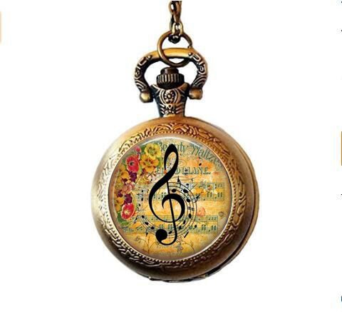 nijiahxnijiahx Treble Clef Music Note Pocket Watch Necklace