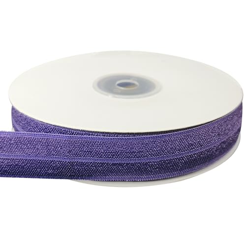 5/8 Inch Fold Over Elastic Band - 15 Yards Soft Stretch Trim for Hair Ties, Headbands & Lingerie-DIY Elastic for Sewing, Scrunchies Making, Crochet & Binding- Stretchy Ribbon, Fabric (Purple)
