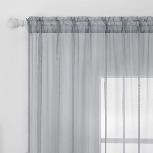 MIULEE Vorhänge Gardinen, Stangendurchzug Dunkelgrau, 2er Set 260x140cm – Ansicht 2