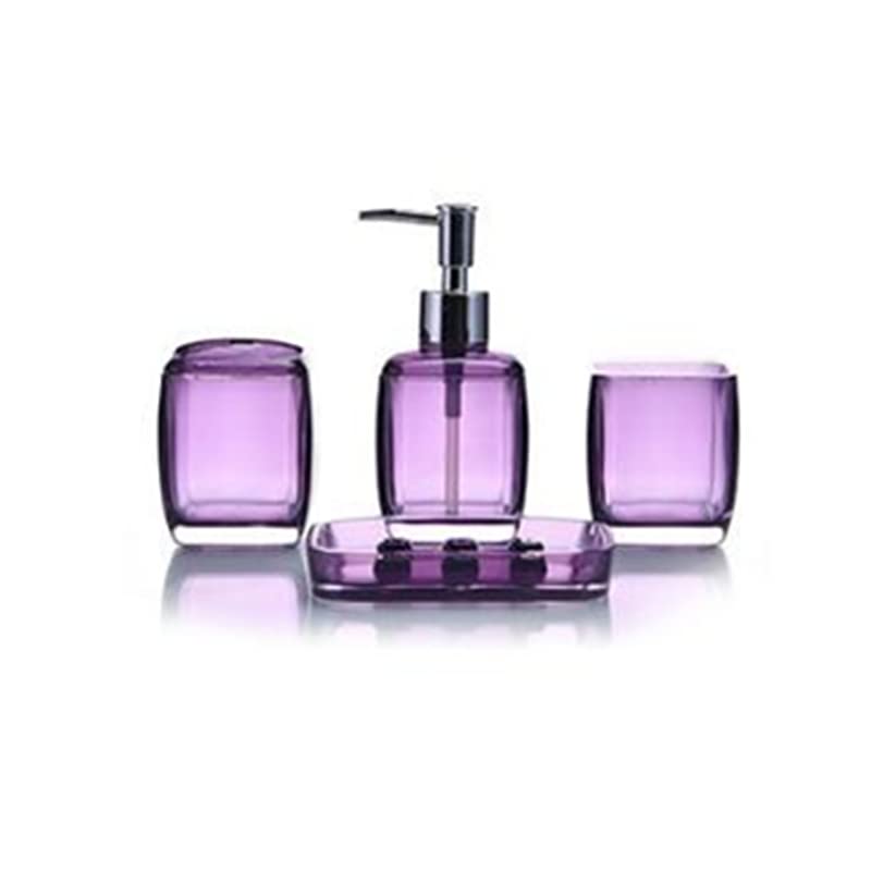 Set de Accesorios de Baño Juego de 4 Accesorios de baño morados, Soporte for Cepillo de Dientes, jabonera, dispensador de loción, Taza for Enjuague bucal