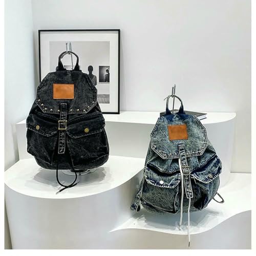 Sac à dos de luxe en denim GLDFW grand format aux finitions soignées - 5