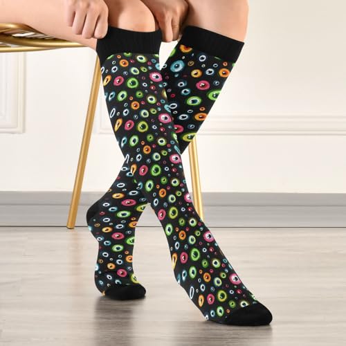 Image of Wusikd Blue Yellow Monster Trucks Compression Socks for Women and Men Circulation Long Socks for Athletic Running 1