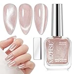 MIZHSE Cat Eye Nail Polish Magnetic Cats Eye Nails Varnish Quick Dry Non-gel Giltter Cat Eye Effect Polish for Home DIY Nail Art & Nails Salon, Pink, 16ml