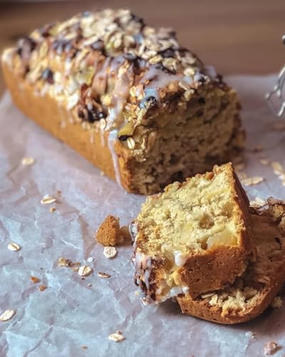 RUF Veganer Apfel-Haferflocken-Kuchen mit Glasur, schnelle Backmischung für Apfelkuchen mit frischen Äpfeln und kernigen Haferflocken, 1 x 510g