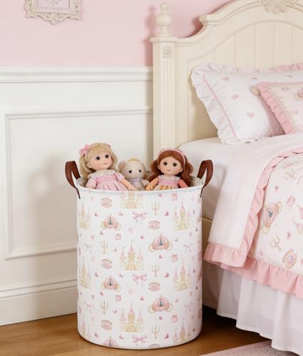 Image of Kids Laundry Hamper Kids Dirty Clothes Hamper Collapsible Waterproof Toys Storage Bin Boys and Girls Hampers Princess Room Decor Gift Baskets(Cute Princess)