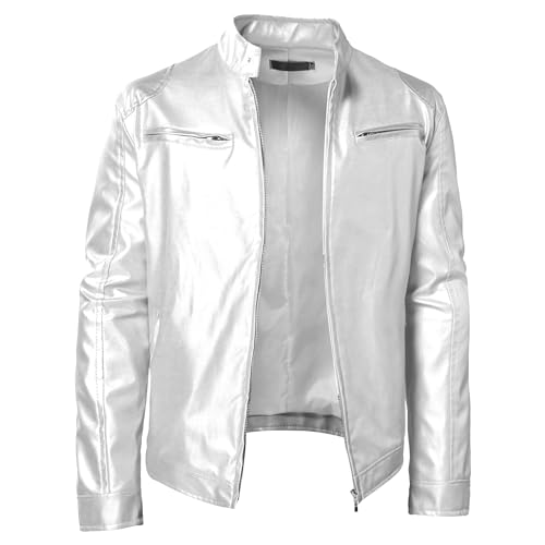 Veste en cuir légère pour hommes avec zip central et col montant ajusté