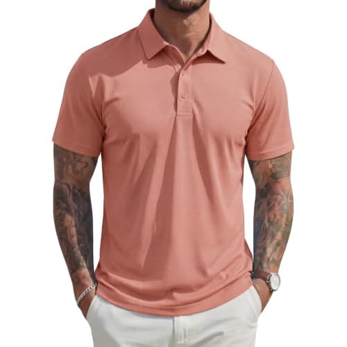 MAGCOMSEN Mens Polo Shirts Short Sleeve UPF 80+ Moisture Wicking Golf Polos Lightweight Performance Collared Shirt Men