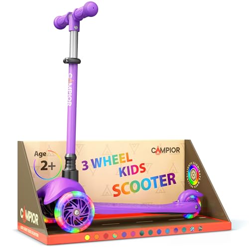 Purple Mini 3 Wheel Scooter for Kids – Lean-to-Steer with LED Light-Up Wheels