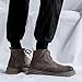 Men's Lace-up Fashion Boots Waterproof Full Grain Leather Chelsea Boot,Men Slip Resistant Service Boots Motorcycle Casual Side Zip Ankle Boots Mid-Top Dress Oxford Work Bootie (Grey,10,10)