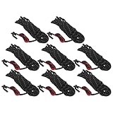 GLEAVI Cuerdas Reflectantes de 4 MM para Tiendas de Campaña y Toldos Paquete de 8 Cuerdas Negras Resistentes al Viento Ajustador para Excursiones al Aire Libre